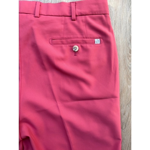 Peter Millar Mens Performance Golf Shorts Pink Coral Flat Front Size 36 - Picture 9 of 9